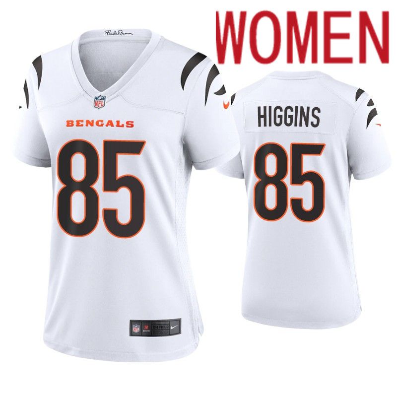 Women Cincinnati Bengals #85 Tee Higgins Nike White Game NFL Jersey->women nfl jersey->Women Jersey